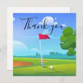 Carte de remerciements pour golfeur avec drapeau e (Devant / Derrière)