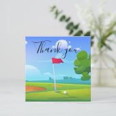 Carte de remerciements pour golfeur avec drapeau e (Debout devant)