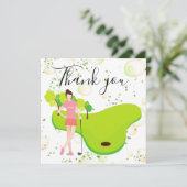 Carte de remerciements pour golfeur avec Lady femm (Debout devant)