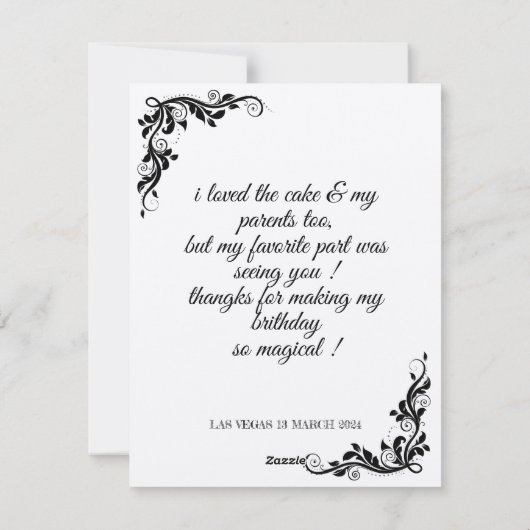 Carte de remerciements pour l'anniversaire (Dos)