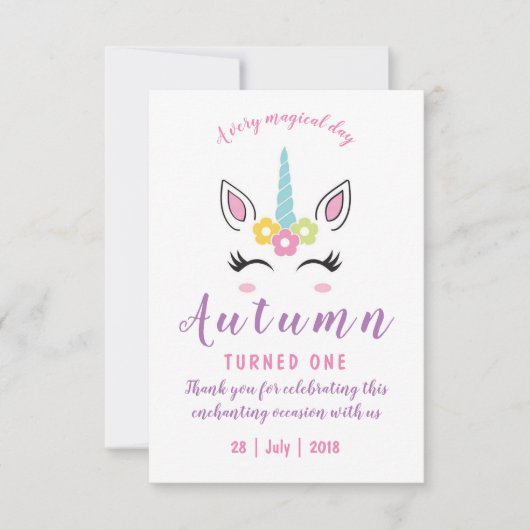 Carte de remerciements pour l'anniversaire magique (Devant)