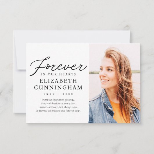 Carte De Remerciements Pour toujours dans nos coeurs Photo commémorative  (Devant)