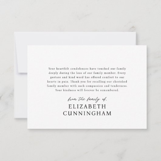 Carte De Remerciements Pour toujours dans nos coeurs Photo commémorative  (Dos)