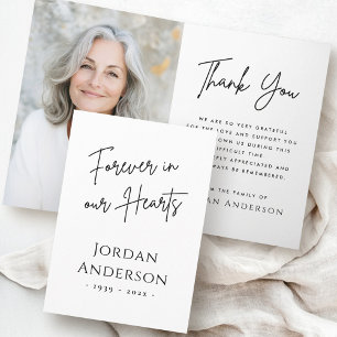 Carte De Remerciements Pour toujours dans nos coeurs photo sympathie plié