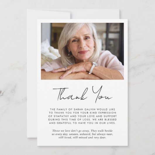 Carte De Remerciements Pour toujours dans nos coeurs Photos Funérailles M (Dos)