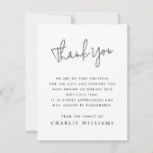 Carte De Remerciements Pour toujours dans nos coeurs script décontracté p (Dos)