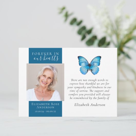 Carte De Remerciements Pour toujours dans notre coeur Sympathie photo pap (Debout devant)