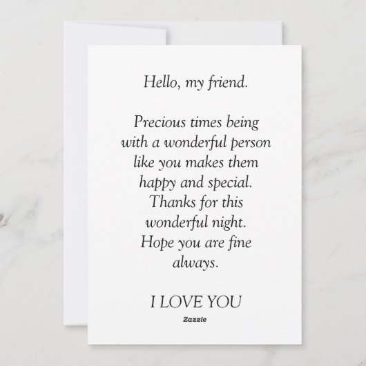 Carte de remerciements pour un ami (Dos)