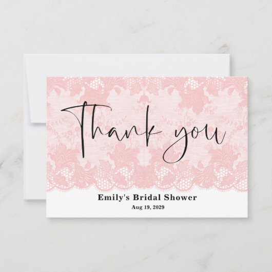 Carte de Remerciements pour une Baby Shower Rose e (Devant)