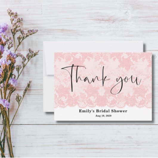 Carte de Remerciements pour une Baby Shower Rose e