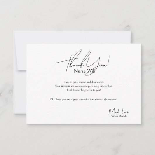Carte de remerciements Pour Une Infirmière (Devant)