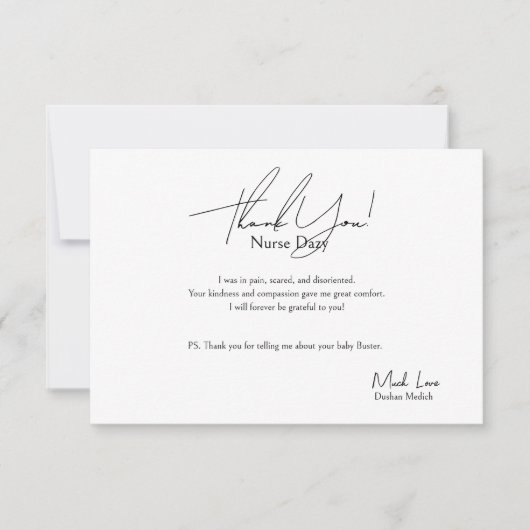 Carte de remerciements Pour Une Infirmière Féminin (Devant)