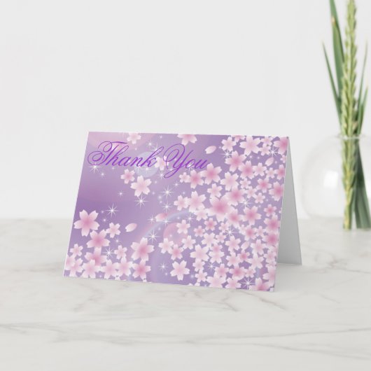 Carte de remerciements pourpre de fleurs de (Devant)