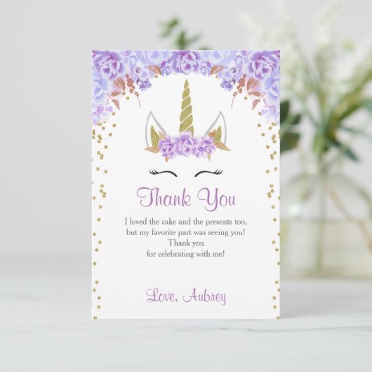 Carte de remerciements, pourpre et or (Debout devant)