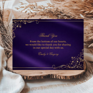 Carte De Remerciements Pourpre Royale Fleur Or