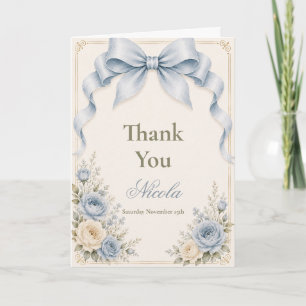 Carte De Remerciements Poussette Florale Bleu Poussiéreux pour Sweet Sixt
