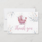 Carte De Remerciements Poussette Rose (Dos)