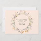 Carte De Remerciements Prairie de Fleurs Sauvages Mariage Duvet de Pêche (Devant)