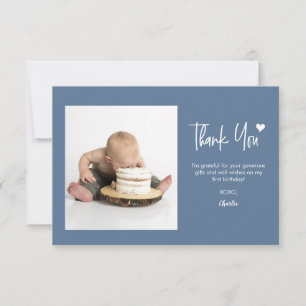 Carte De Remerciements Premier anniversaire avec photo personnalisée Mode