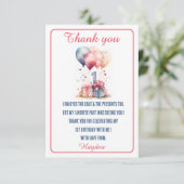 Carte De Remerciements Premier anniversaire - Cadeaux d'aquarelle et ball (Debout devant)