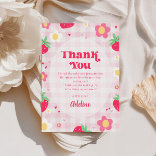 Carte De Remerciements Premier anniversaire de Berry Mignon Fraise
