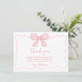 Carte De Remerciements Premier anniversaire de la Bow rose (Debout devant)