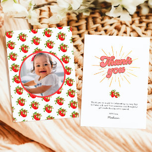 Carte De Remerciements Premier anniversaire de la fraise rouge Berry Firs