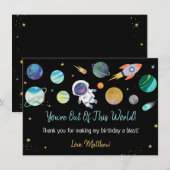 Carte De Remerciements Premier anniversaire de l'astronaute bleu (Devant / Derrière)