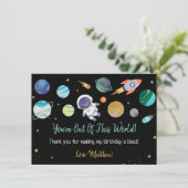 Carte De Remerciements Premier anniversaire de l'astronaute bleu (Debout devant)