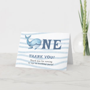 Carte De Remerciements Premier Anniversaire de Petite Baleine Sous La Mer