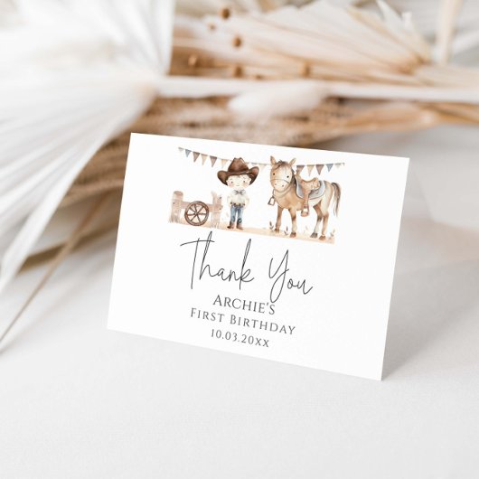 Carte De Remerciements Premier anniversaire de Rodeo Boy