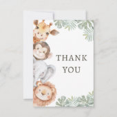 Carte De Remerciements Premier Anniversaire du Garçon Safari Fou (Devant)