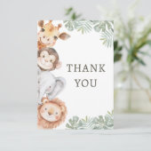 Carte De Remerciements Premier Anniversaire du Garçon Safari Fou (Debout devant)