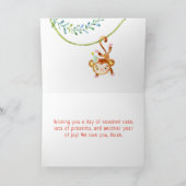 Carte De Remerciements Premier anniversaire du singe cutest (Intérieur)