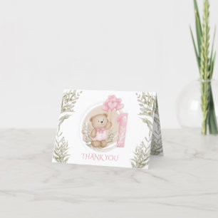 Carte De Remerciements Premier Anniversaire Mignonne Teddy Bear Ballons C