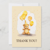Carte De Remerciements Premier anniversaire ours couleur jaune neutre pou (Devant)