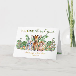 Carte De Remerciements Premier anniversaire personnalisé Animaux de la ju