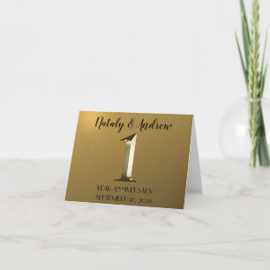 Carte De Remerciements Premier mariage d'or métallique
