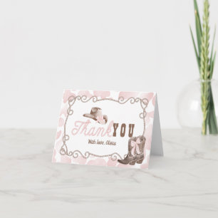 Carte De Remerciements Premier Rodéo 1er Anniversaire Rose Poussiéreux