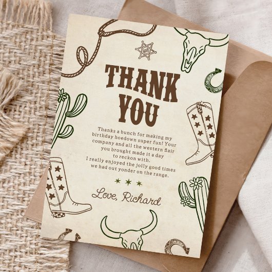 Carte De Remerciements Premier Rodeo Western Boy 1er anniversaire