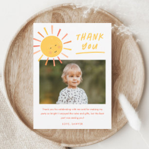 Carte De Remerciements Premier tour autour du soleil Enfants Photo Annive
