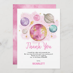 Carte De Remerciements Premier Voyage Autour Du Soleil Space Girls Annive