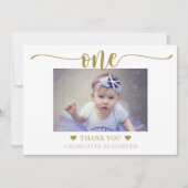 Carte De Remerciements Première Anniversaire Simple Photo Élégante (Devant)