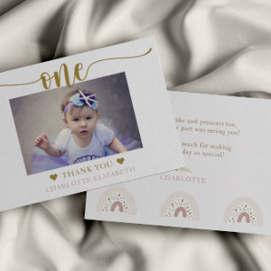 Carte De Remerciements Première bougie élégante et simple photo