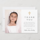Carte De Remerciements Première communion de fille Dusty Rose photo (Devant)