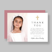 Carte De Remerciements Première communion de fille Dusty Rose photo