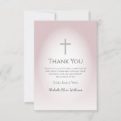 Carte De Remerciements Première communion d'or simple Rose (Devant)