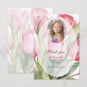 Carte De Remerciements Première communion élégante de tulipe (Devant / Derrière)