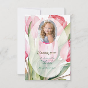 Carte De Remerciements Première communion élégante de tulipe