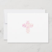 Carte De Remerciements Première Communion rose Floral Croix Script photo (Dos)
